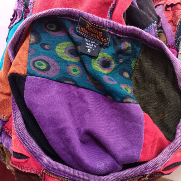 Small True Vintage Boho Top Handcrafted Patchwork Bohemian Tunic Nepal Cotton - Picture 7 of 8